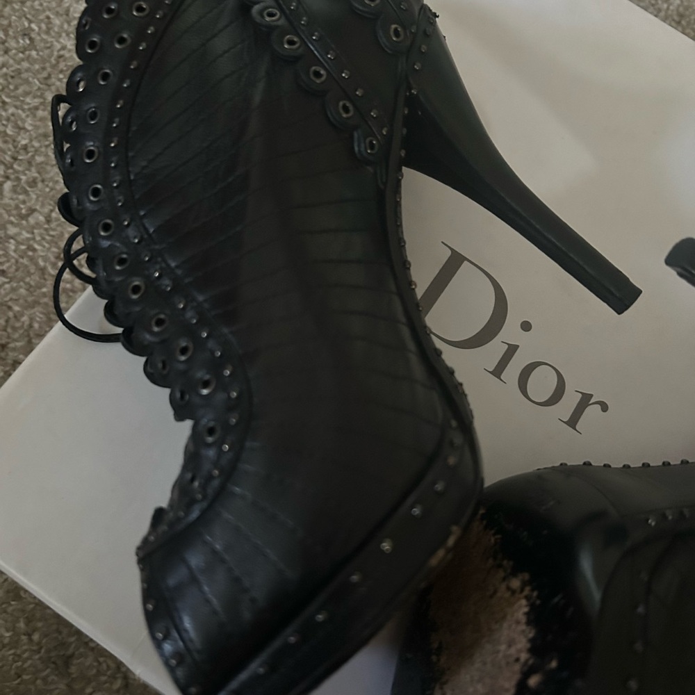 Dior Black Studded Heeled Boots - Picture 3 of 11